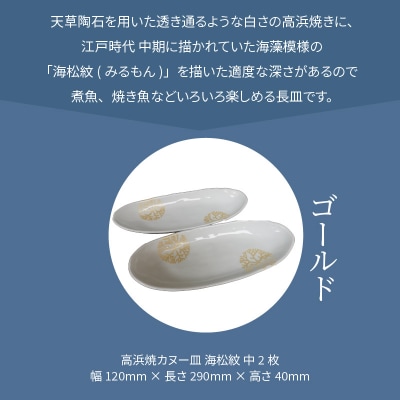 天草 高浜焼カヌー皿 中2枚 計2枚入りセット(ゴールド)_S026-055
