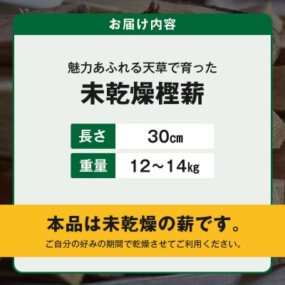 魅力あふれる天草で育った未乾燥樫薪(天樫　長さ30cm　12～14kg)_S163-010