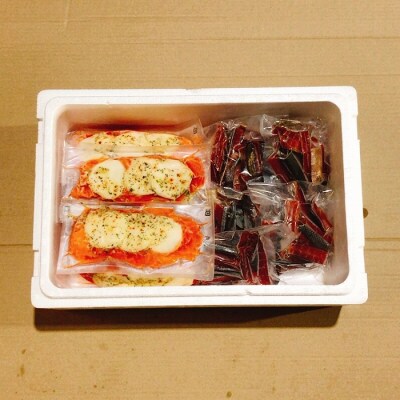 サーモンカプレーゼ計1.5kg&鮭とば100g×9P D-09045