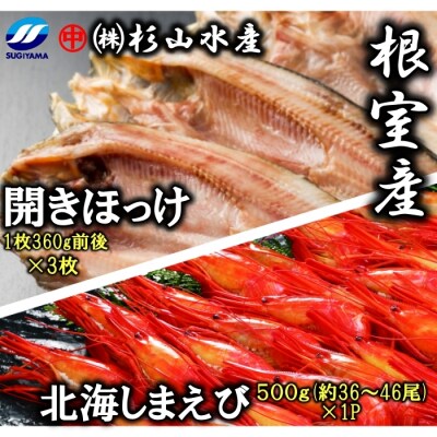 【北海道根室産】開きほっけ、北海しまえびセット B-75009