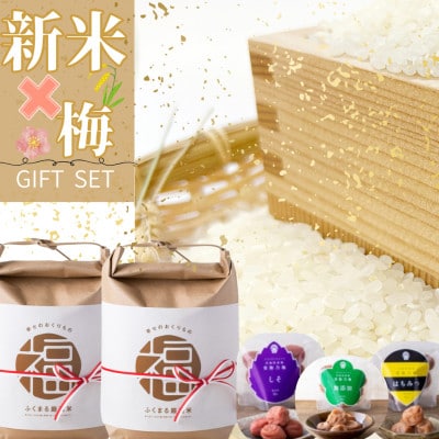 茨城県産『常陸乃梅』梅干し3種 & ふくまる厳選米 精米 2kg×2袋