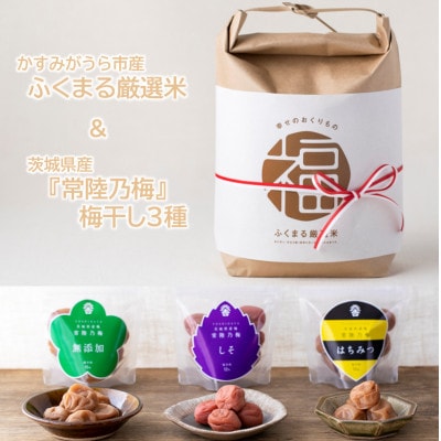 茨城県産『常陸乃梅』梅干し3種 & ふくまる厳選米 精米 2kg×2袋