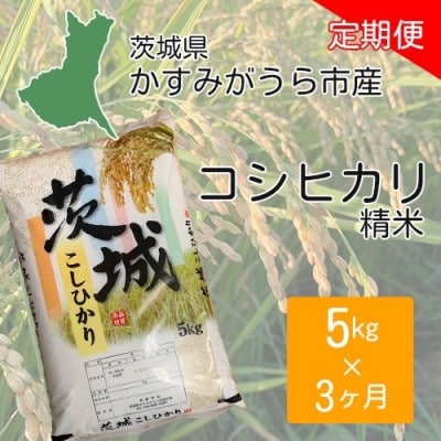 【毎月定期便】茨城県かすみがうら市産　精米　コシヒカリ5kg全3回