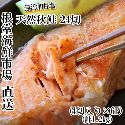根室海鮮市場＜直送＞無添加甘塩天然秋鮭4切×6P(計24切、約1.2kg) A-28006