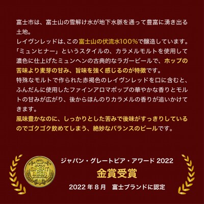 富士山クラフトビール24本 ジャパン・グレードビア・アワーズ2022金賞 レイヴンレッド(1829)