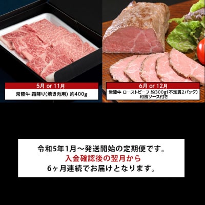 【茨城県共通返礼品】【定期便】常陸牛 贅沢 満喫 定期便 牛肉 黒毛和牛 国産 6ヶ月連続でお届け