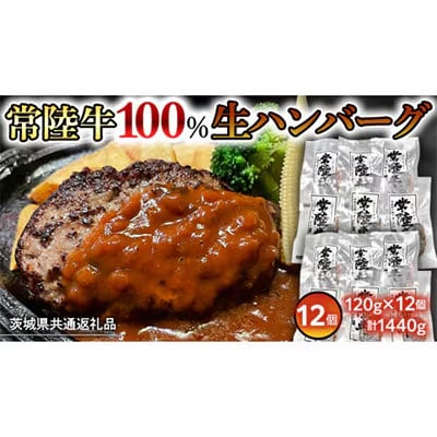 【茨城県共通返礼品】黒毛和牛 常陸牛100%生ハンバーグ 合計1440g [AU053ya]