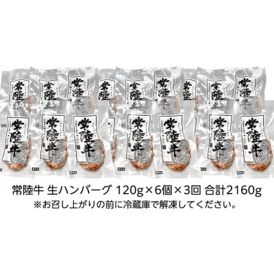 【茨城県共通返礼品】【3ヶ月定期便】プレミアム 生ハンバーグ 120g×6個入り [AU054ya]