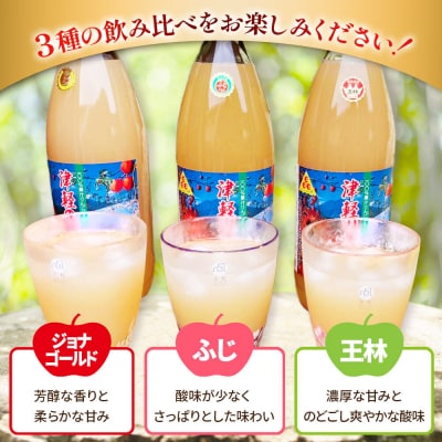 《定期便3ヶ月》3種のりんごジュース 1L×6本 無添加 果汁100%|24_apc-010603