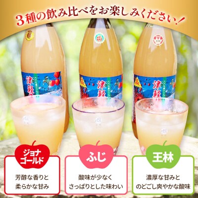 《定期便6ヶ月》3種のりんごジュース 1L×6本 無添加 果汁100%|24_apc-010606