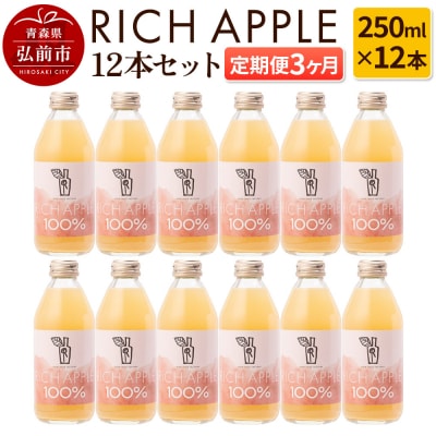 【定期便3ヶ月】RICH APPLE りんごジュース12本セット|24_gnk-011203