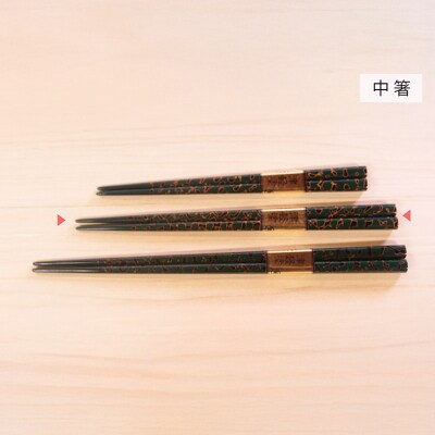 津軽塗 唐塗箸(唐塗 緑・中箸)|24_tnk-170101bb
