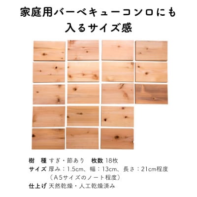 バーベキュー用ウッドプランク すぎ 節あり(18枚入)