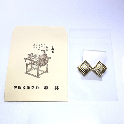 (組紐)イヤリング　角張　金銀
