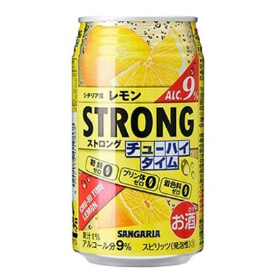 2023年2月発送開始『定期便』サンガリア　ストロングチューハイゼロレモン340ml×24本全6回
