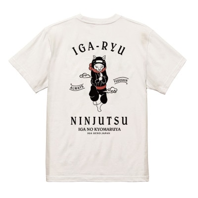 猫忍者Tシャツ/バックプリント ホワイト 男女兼用【Mサイズ】