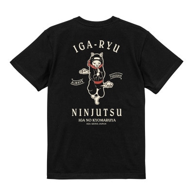 猫忍者Tシャツ/バックプリント ブラック 男女兼用【XLサイズ】