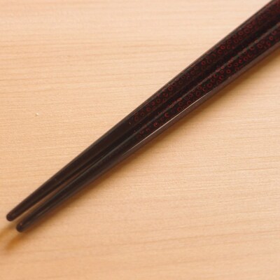 津軽塗 七々子塗箸 菜の華【七々子塗 黒(赤種)中箸】|24_tnk-180101ab
