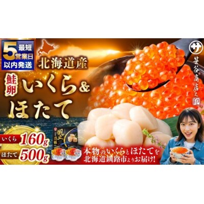北海道産 いくら醤油漬け 160g + ほたて 500g　【2026年12月発送】　