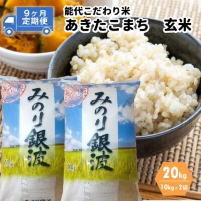 《定期便9ヶ月》【玄米】あきたこまち 20kg×9回 計180kg[No.5335-0069]