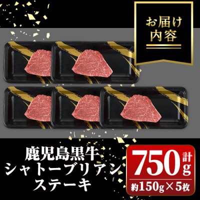 鹿児島黒牛 希少部位 シャトーブリアン(計約750g・約150g×5枚)　D01013