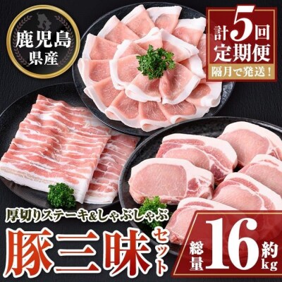 鹿児島県産豚厚切りステーキ&しゃぶしゃぶ三昧セット〈約16kg〉　E05041