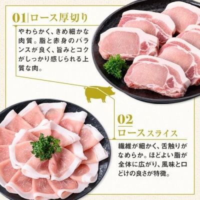 厚切り鹿児島県産豚ステーキ&豚ローススライス贅沢セット＜約1.6kg＞　A05056
