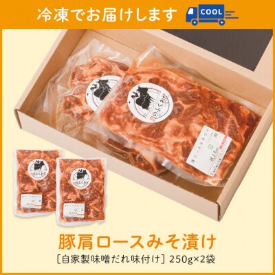 焼肉用豚肩ロース薄切り自家製味噌ダレ味付き(計1.5kg・250g×2×3回) A79010