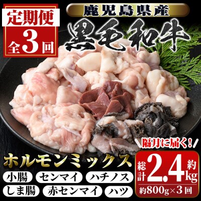 ＜定期便・全3回・隔月＞鹿児島県産黒毛和牛ホルモンミックス　C01011 