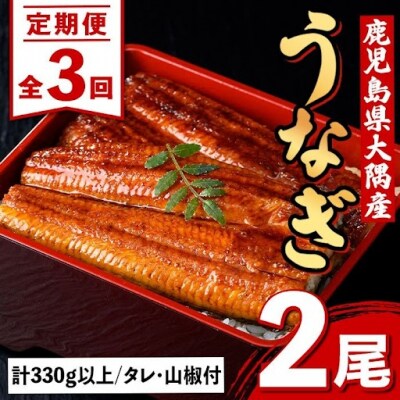 ＜定期便・計3回(連続)＞うなぎ蒲焼・大(有頭)(2尾計330g以上3回タレ山椒付)　E57003