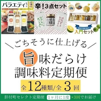 ＜定期便・全3回＞肝付町セレクト定期便《旨味だらけ!調味料定期便》　C90002