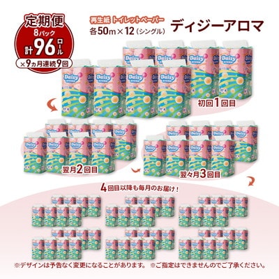 9ヵ月定期便 トイレットペーパー 香り付き シングル  96個×9回 [No.5335-1823]