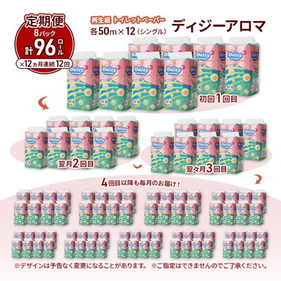 12ヵ月定期便 トイレットペーパー  シングル  96個×12回 [No.5335-1824]