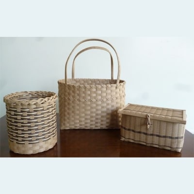 手づくりのカゴ3点セット(茶系)