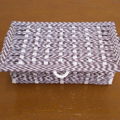 ランドリーボックス・マスクケース付(茶&白)