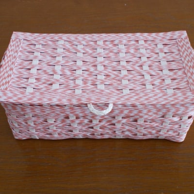 ランドリーボックス・マスクケース付(ピンク&白)
