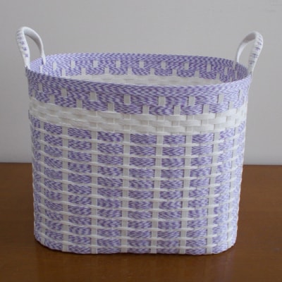 ランドリーボックス・マスクケース付(むらさき&白)