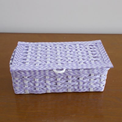 ランドリーボックス・マスクケース付(むらさき&白)