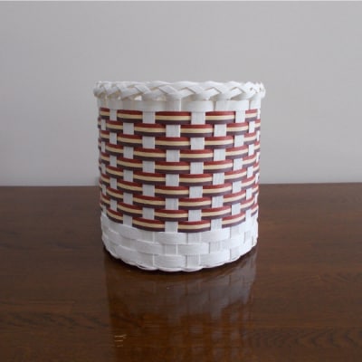 手作りのカゴ 3点セット(白&レンガ)