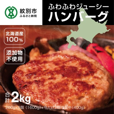 北海道産100%ハンバーグ200g×8個 今だけ増量+2個 2000g | ふるさと納税のお礼品