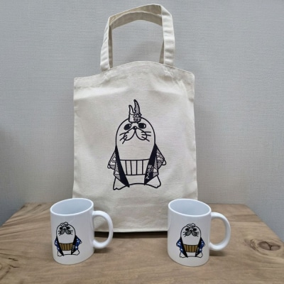 ゆるキャラ紋太グッズ(マグカップ2個、トートバック)