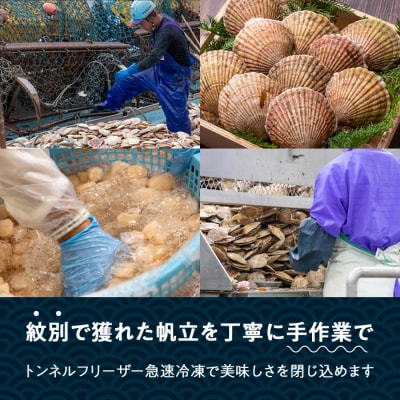 【定期便3か月】紋別一等～冷凍帆立貝柱1.1kg×1パック×3回★