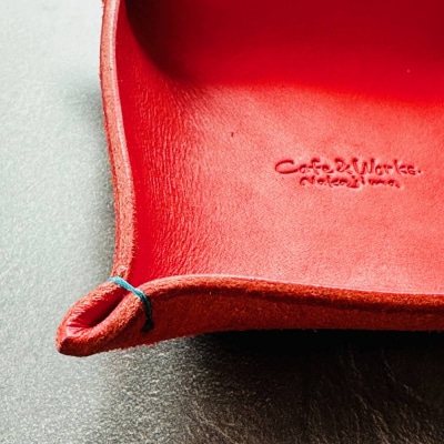 本革レザートレー(レッド)【レザークラフト】