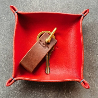 本革レザートレー(レッド)【レザークラフト】