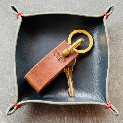 本革レザートレー(ネイビーブルー)【レザークラフト】