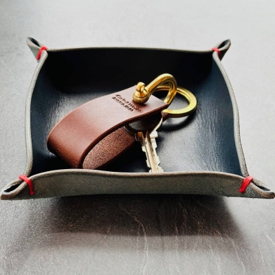 本革レザートレー(ネイビーブルー)【レザークラフト】