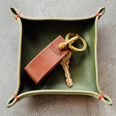 本革レザートレー(モスグリーン)【レザークラフト】