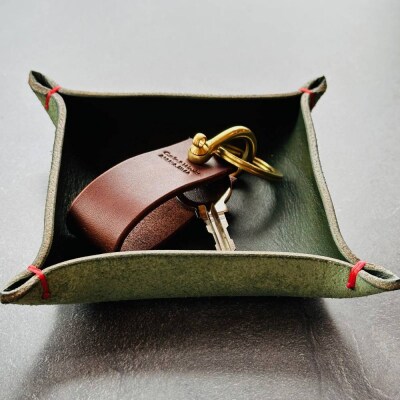 本革レザートレー(モスグリーン)【レザークラフト】