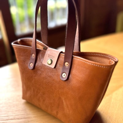 本革ミニトートバッグ(キャメル)【レザークラフト】