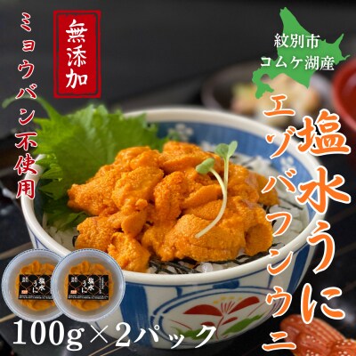 生 うに 紋別コムケ湖産 ミョウバン不使用 200g(100g×2個)